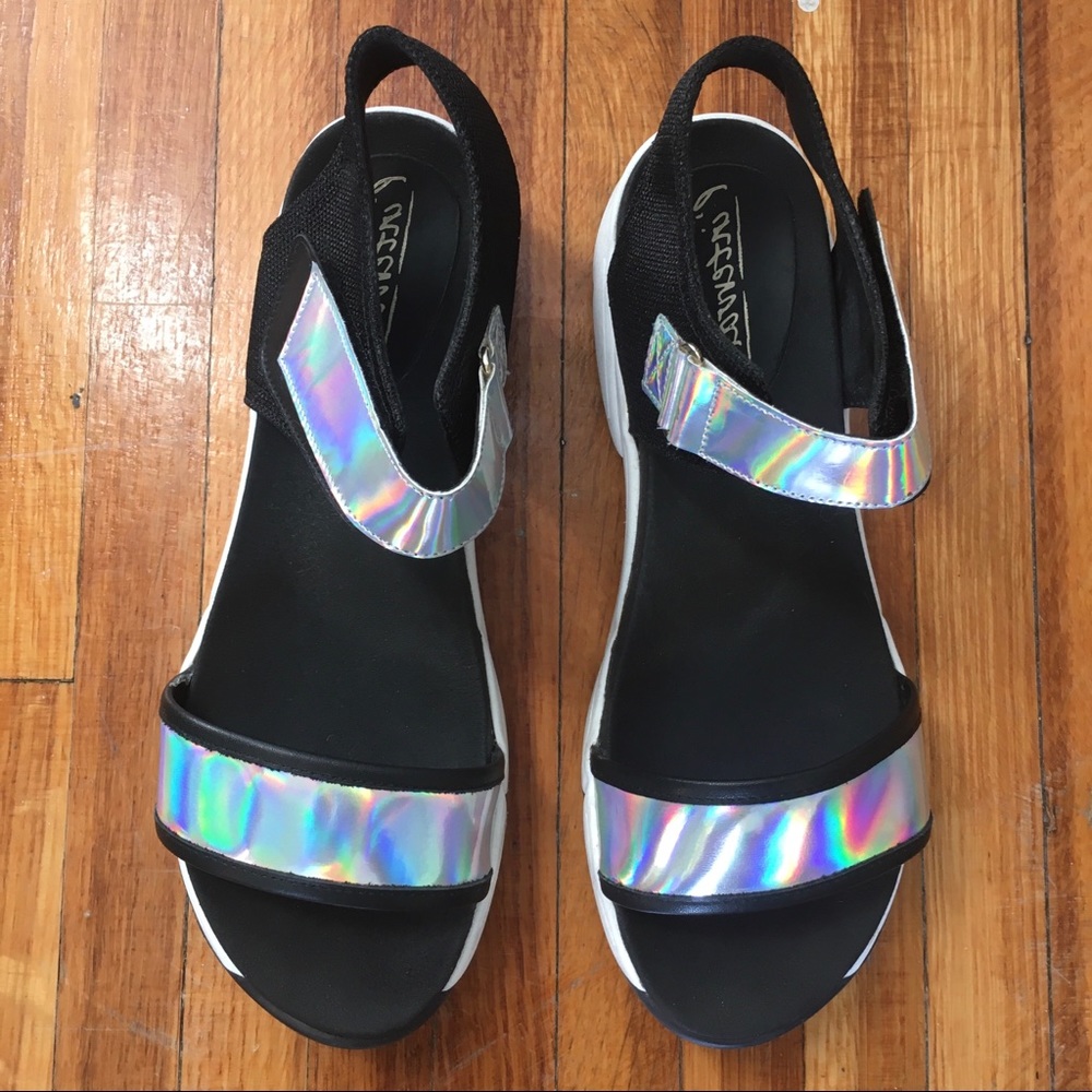 L’intervalle holographic hologram rainbow athletic athleisure sandals 10